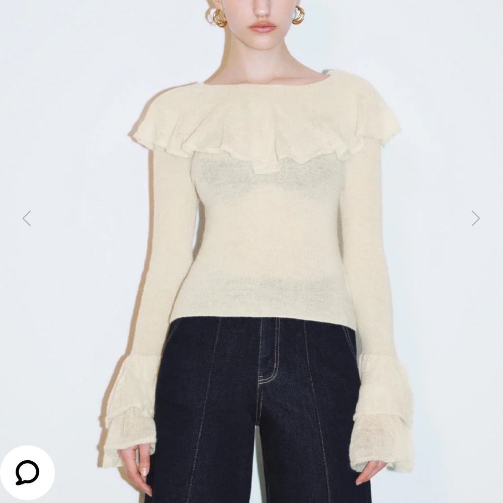 Elegant Cream Ruffle Sweater